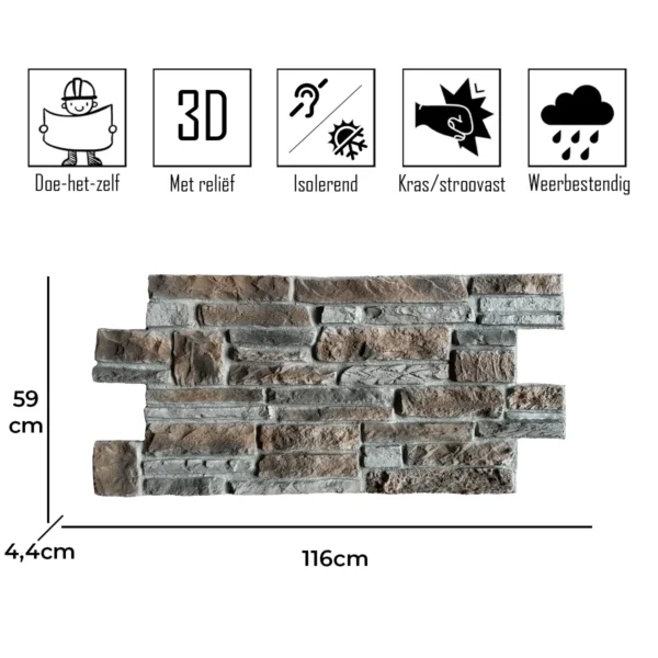 Ledgestone Brown – Brick Strips 3D Wall Panel - Image 3