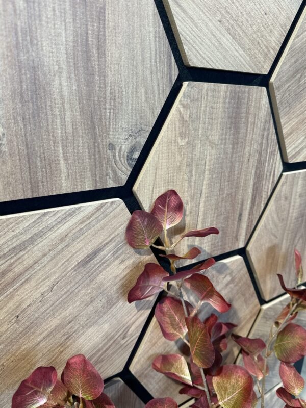 Acoustic Panels Hexagon Felt Oak – Sound Insulation – For Interior – 80x60x2cm - Image 9