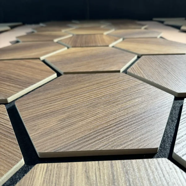 Acoustic Panels Hexagon Felt Dark Oak – Sound Insulation – For Interior – 80x60x2cm - Image 6