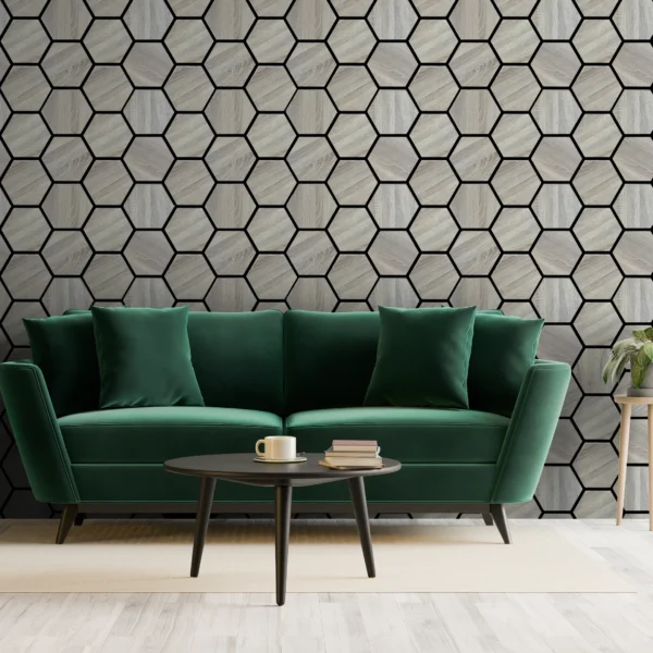 Acoustic Panels Hexagon Felt Light Oak – Sound Insulation – For Interior – 80x60x2cm - Image 2