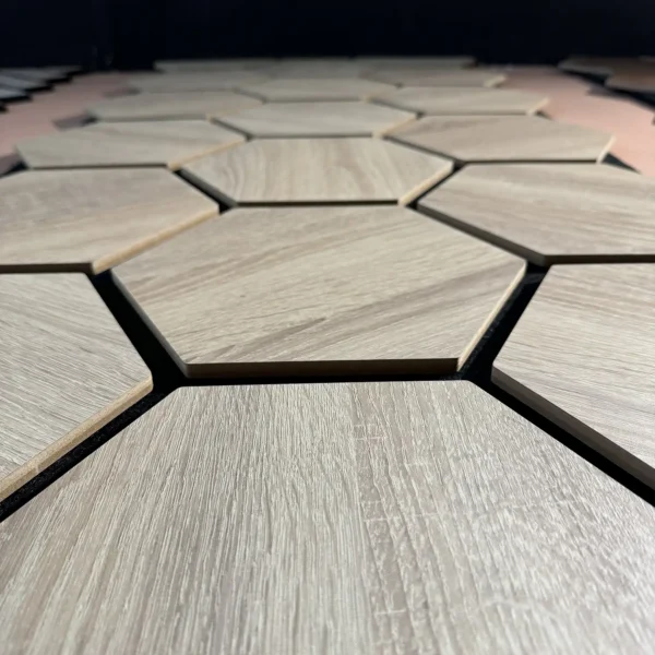 Acoustic Panels Hexagon Felt Light Oak – Sound Insulation – For Interior – 80x60x2cm - Image 9