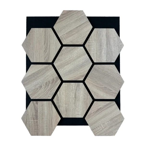 Acoustic Panels Hexagon Felt Light Oak – Sound Insulation – For Interior – 80x60x2cm