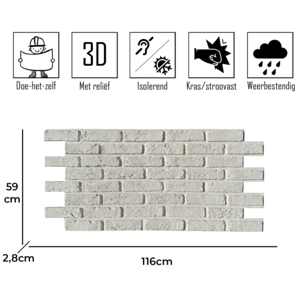 Stone Strips Piedra Ladrillo Baroque White 3D Wall Panel - Image 3